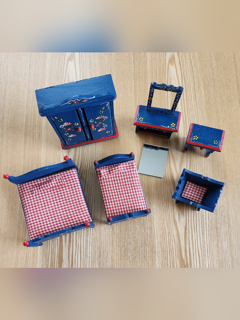 Vintage Dora Kuhn German Dollhouse Furniture - Bedroom Pieces